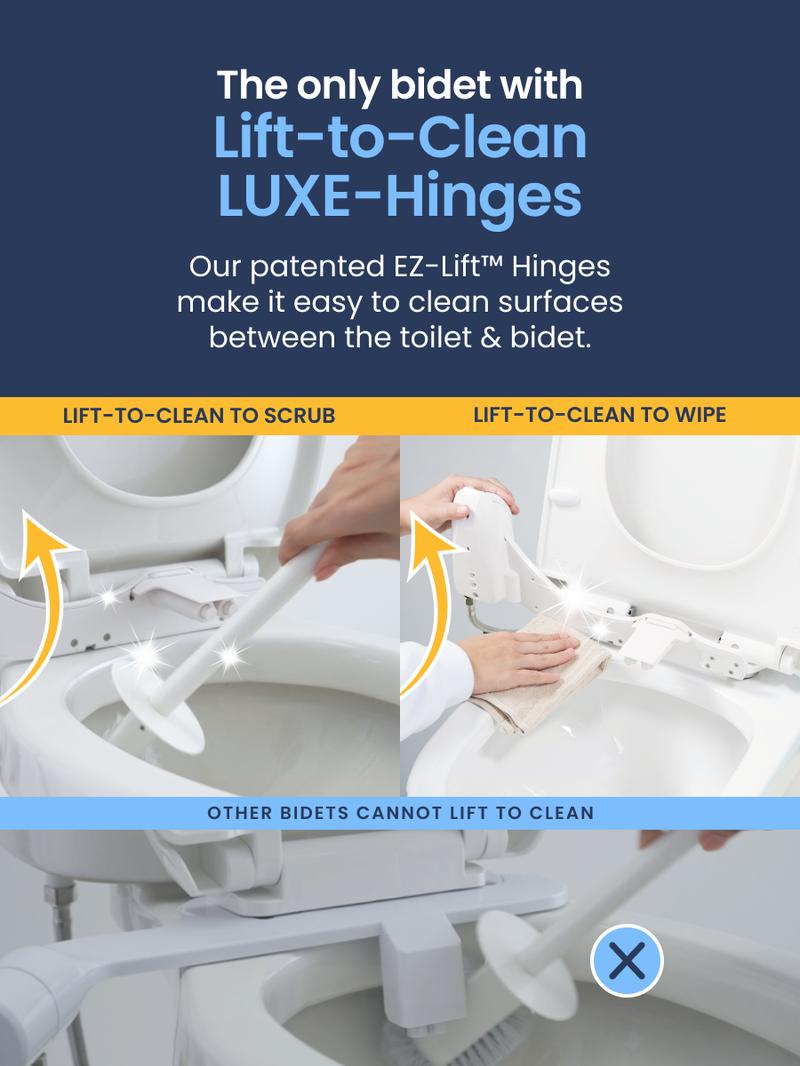 LUXE Bidet NEO 185 Plus - Rear & Feminine Wash, Bidet Attachment for Toilet Seat, Easy Slide-in Installation, Patented 360° Self-Clean, and Flip Feature