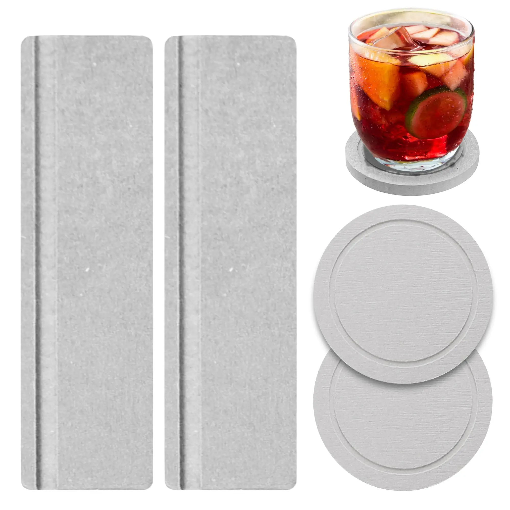 Set of 4 Diatomaceous Earth Coasters with Grooves, Absorbent Coasters for Drinks, Water Absorbing Stone Trays for Sink, for Cups & Drinks & Cosmetic Bottles