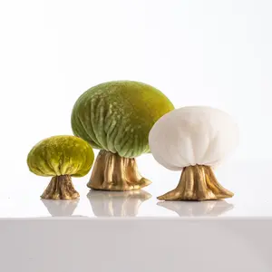Grand Woodland Harvest Mushroom Set - Plush Mushroom Luxury Velvet Real Stem Mushroom Fall Decor