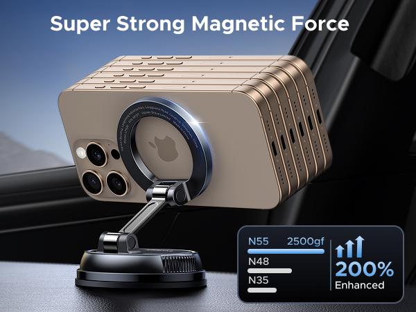 UGREEN Vacuum Magnetic Car Phone Holder,Car Phone Mount, 360° Adjustable for MagSafe Car Holder Foldable Suction Phone Mount for Car, for Garmin GPS/Mirror/Smooth Surface, for iPhone 17 16 Pro Max 15, and Android, TikTokShopHolidayHaul
