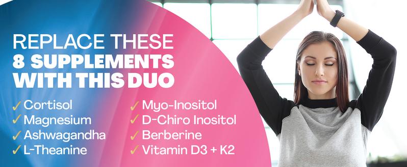 Soothe & Smooth Bundle - Zoyava Cortisol and Myo-Inositol All-in-One Dietary Supplement - Multivitamin Combo with Extra Strength Ingredients for Fitness & Healthcare - MADE IN USA