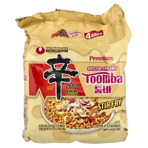 Nongshim Premium Shin Ramyun, Toomba, Spicy & Creamy, 4 Bags, 4.83 oz (137 g) Each