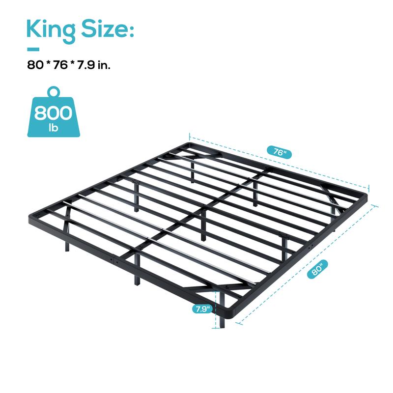 MUTICOR Floating LED Iron Bed Frame with Metal Slats【No Mattress】Headboard Outlets and Multi-Color Lighting, No Box Spring Needed, Twin/Full/Queen/King