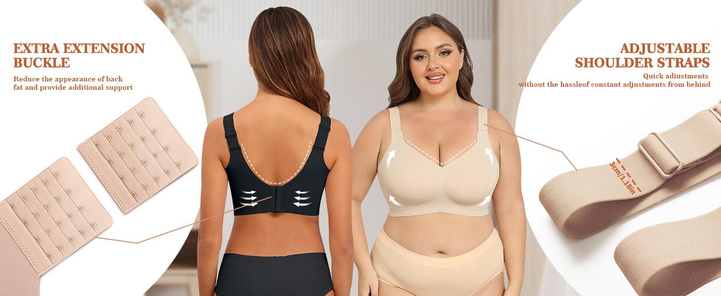 PoseFree Women's Seamless Wireless Supportive Push Up Comfort Soft No Underwire Full Coverage T-Shirt, Breathable Design 32 dd Bras Customizable Silky Adjustable