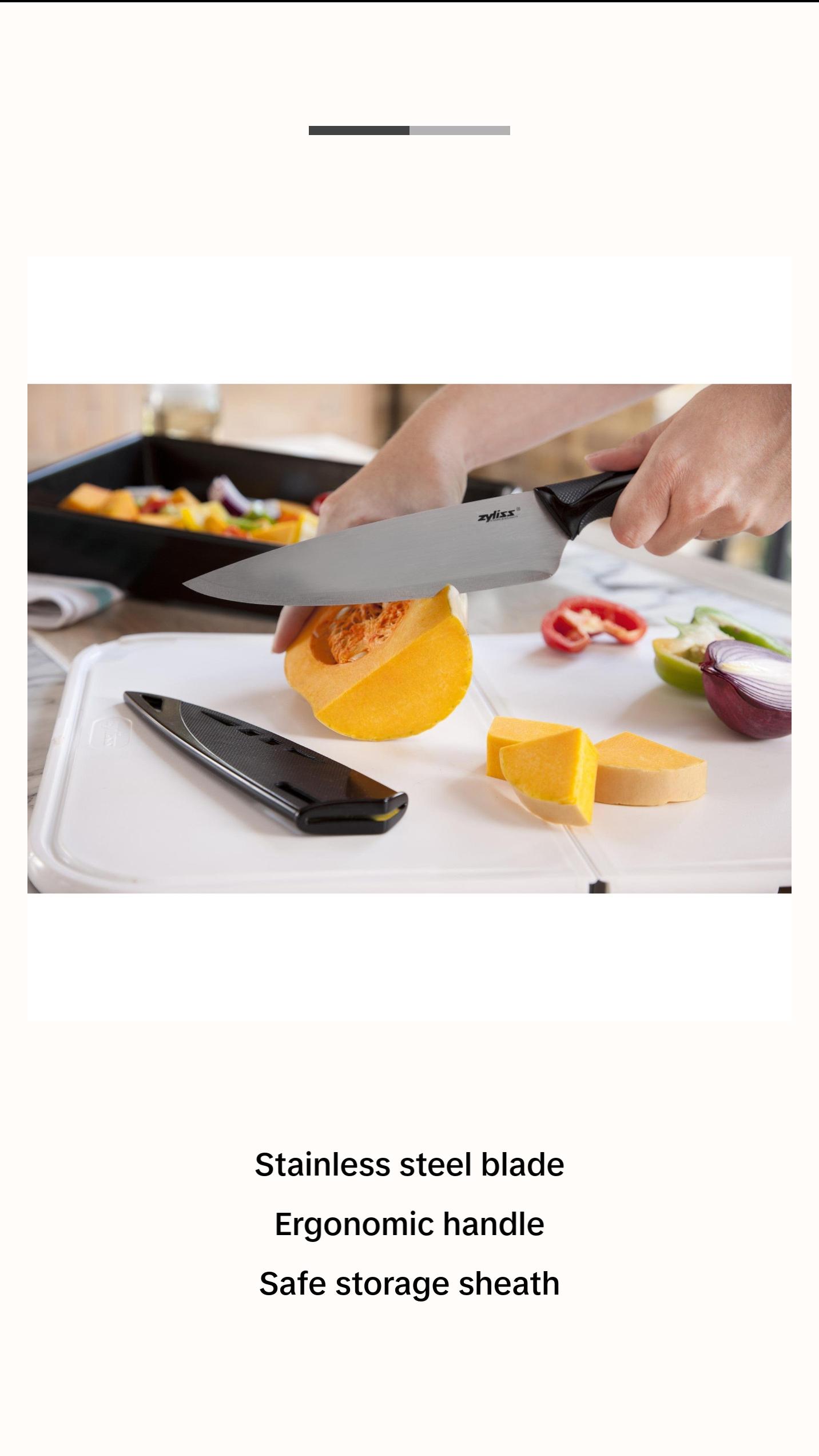 Zyliss Chefs knife with sheath stainless steel blade