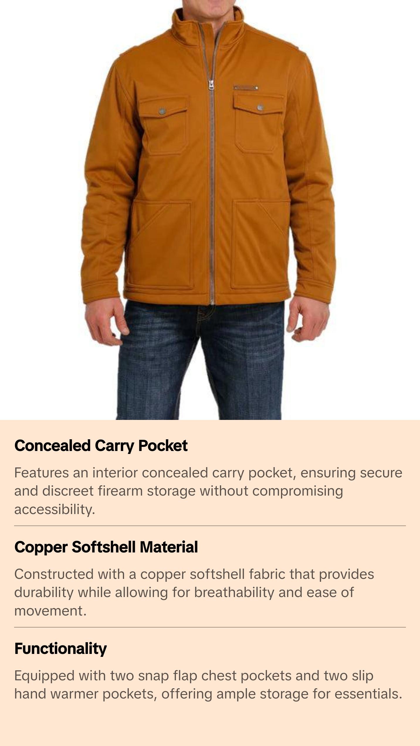 The Cinch Copper Softshell Mens Concealed Carry Jacket