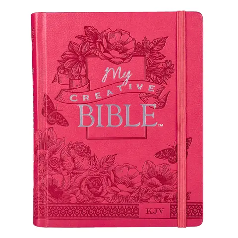 Bright Pink Faux Leather Hardcover KJV My Creative Bible Art Reflection Religious Spiritual Illustrations Notes