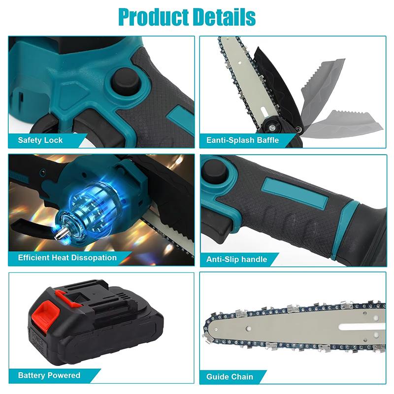3-in-1 Cordless Pole Saw, Mini Electric Chainsaw and Electric Pruning Shears with 6.5ft Telescopic Pole, 6 Inch Electric Brushless Pole Saw with 2 1.3Ah Batteries for Home Garden Tree Pruning