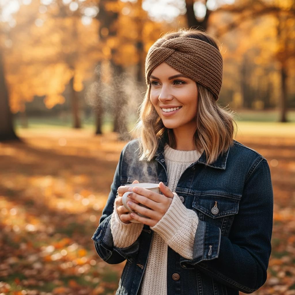 3PCS Women's Knitted Headbands for Winter - Diademas de Punto Cálidas - Twisted Turban Style Ear Warmers - Cozy Cable Knit Hair Bands & Head Wraps Beige Brown Black