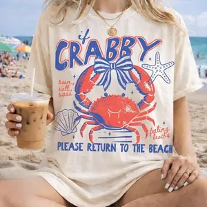 Comfort Colors If Crabby Please Return To The Beach Vintage T-shirt Trendy Spring Break Summer Coastal Nautical Vacation Funny Tshirt