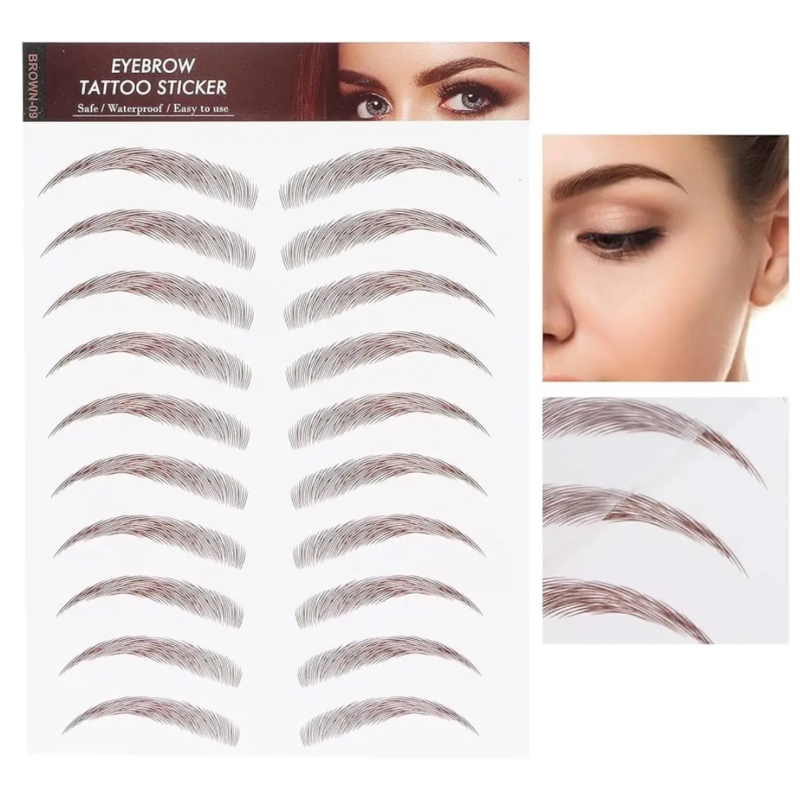 SnarlsBox Tattoo Brow Stickers Multi Pack 5 Sheets of Brows, Waterproof, Last 1-3 Days, Safe & Effective, Mixed Bundle Options Available - Fluffy