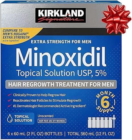 KIRKLAND Signature Extra Strength Minoxidil Topical Solution 5%25 Hair Regrowth Treatment for Men 6 Month Supply