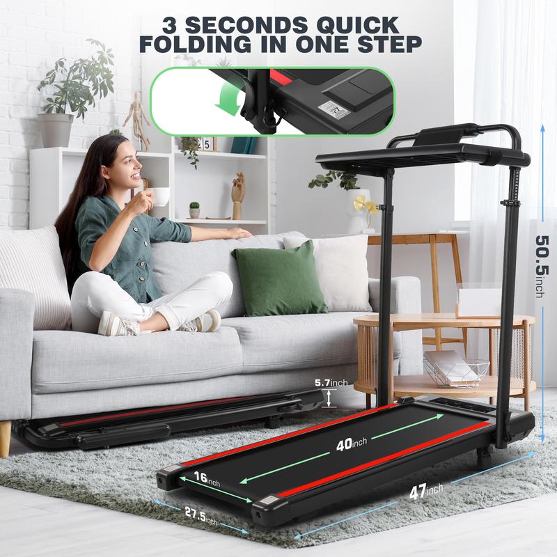 【ValentineTok Haul】ANCHEER Treadmill with Desk Workstation & Adjustable Height, 8 in 1 Folding Treadmill with 8% Incline, 2.5HP Walking Pad for Home, 300lbs Weight Capacity/Ultra-Quiet/3 Type Control/Installation-Free
