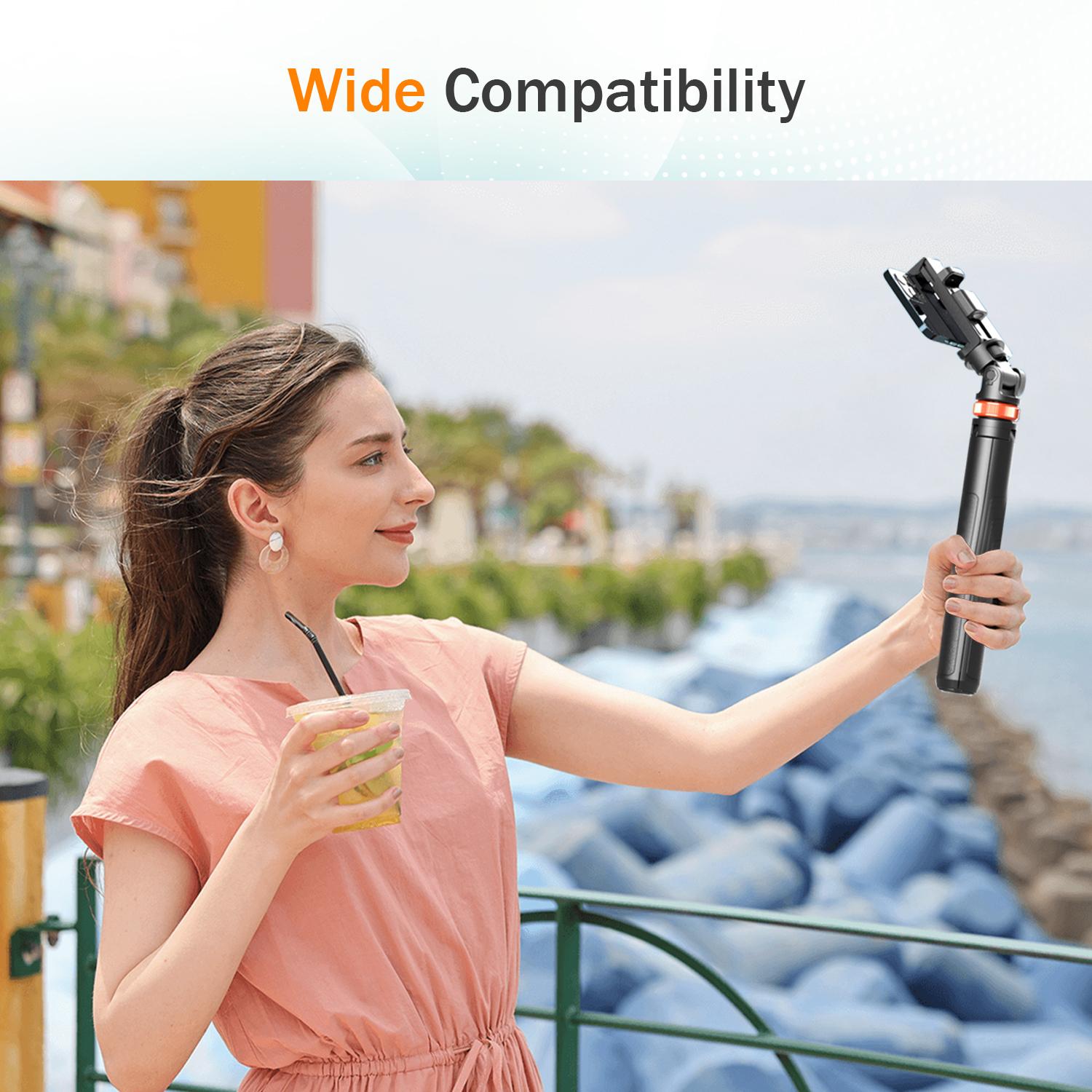 61-Inch Professional Selfie Stick Tripod with Remote Control Enhanced Stabilized Stand Compatible for iPhone Android Portable Travel Design