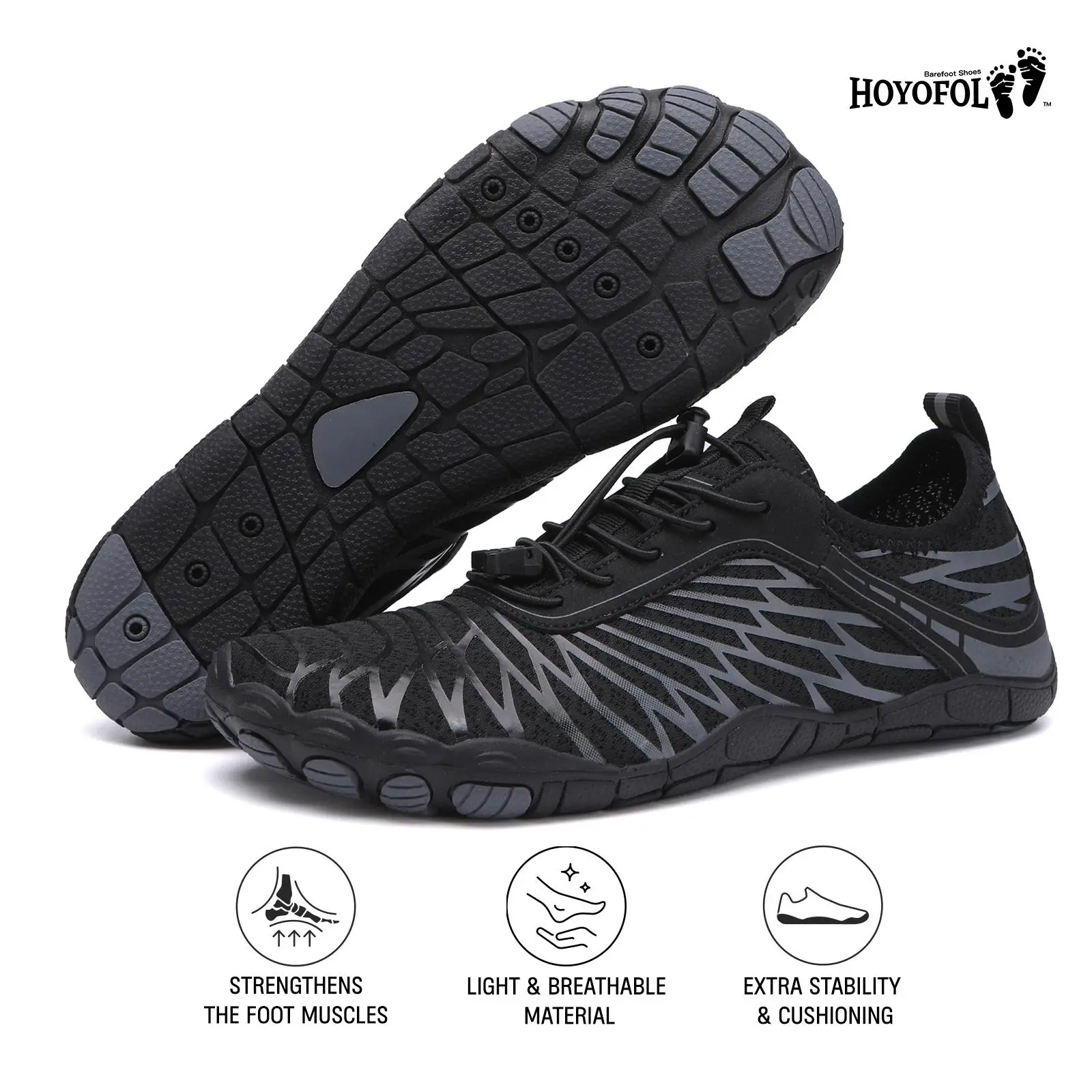 HOYOFOL 2026 Pro Unisex Barefoot Shoes - Lightweight Walking Shoes, Mesh Breath Low Casual Trainers, Performance Segmented Sole White Sneakers for Walking & Work, Barefoot Shoes Casual Trainers