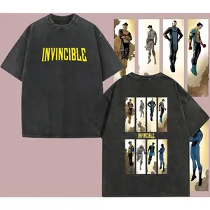 Superstyle Limited Edition Invincible War Comic Double Printed Oversize Lightweight Acid Washed Tee, TV Series Graphic Tee, Gift T-Shirt for Comic Fan