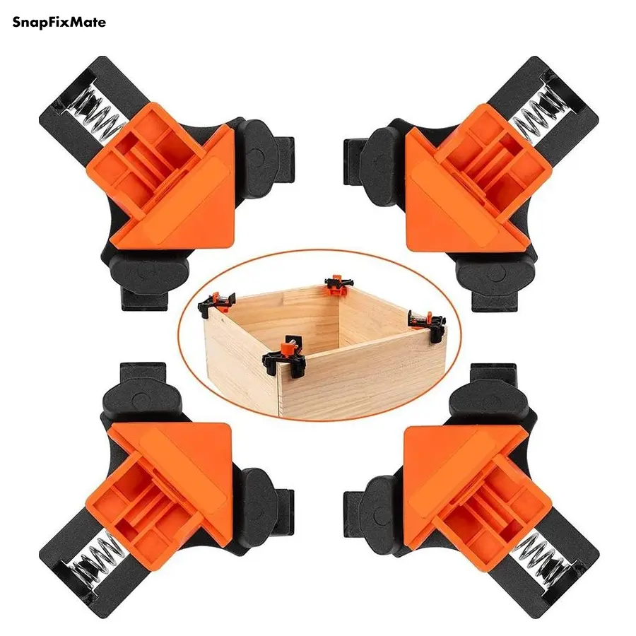 GJANSH Corner Clamp for Woodworking, 90 Degree Right Angle Clamp, Wood Clamps, 4Pcs Adjustable Spring Loaded Woodworking Clamp, Swing Woodworking Clip Clamp Tool, Portable, Home