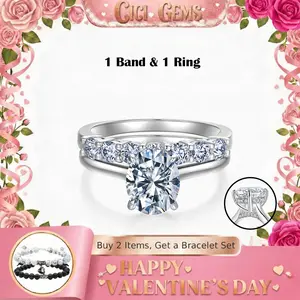 CICI GEMS 2CT Oval Cut Moissanite Halo Ring for Women D VVS1 Stackable 18K Gold Plated Lab-Created Hypoallergenic Wedding Engagement Anniversary Gift Fine Jewelry R031