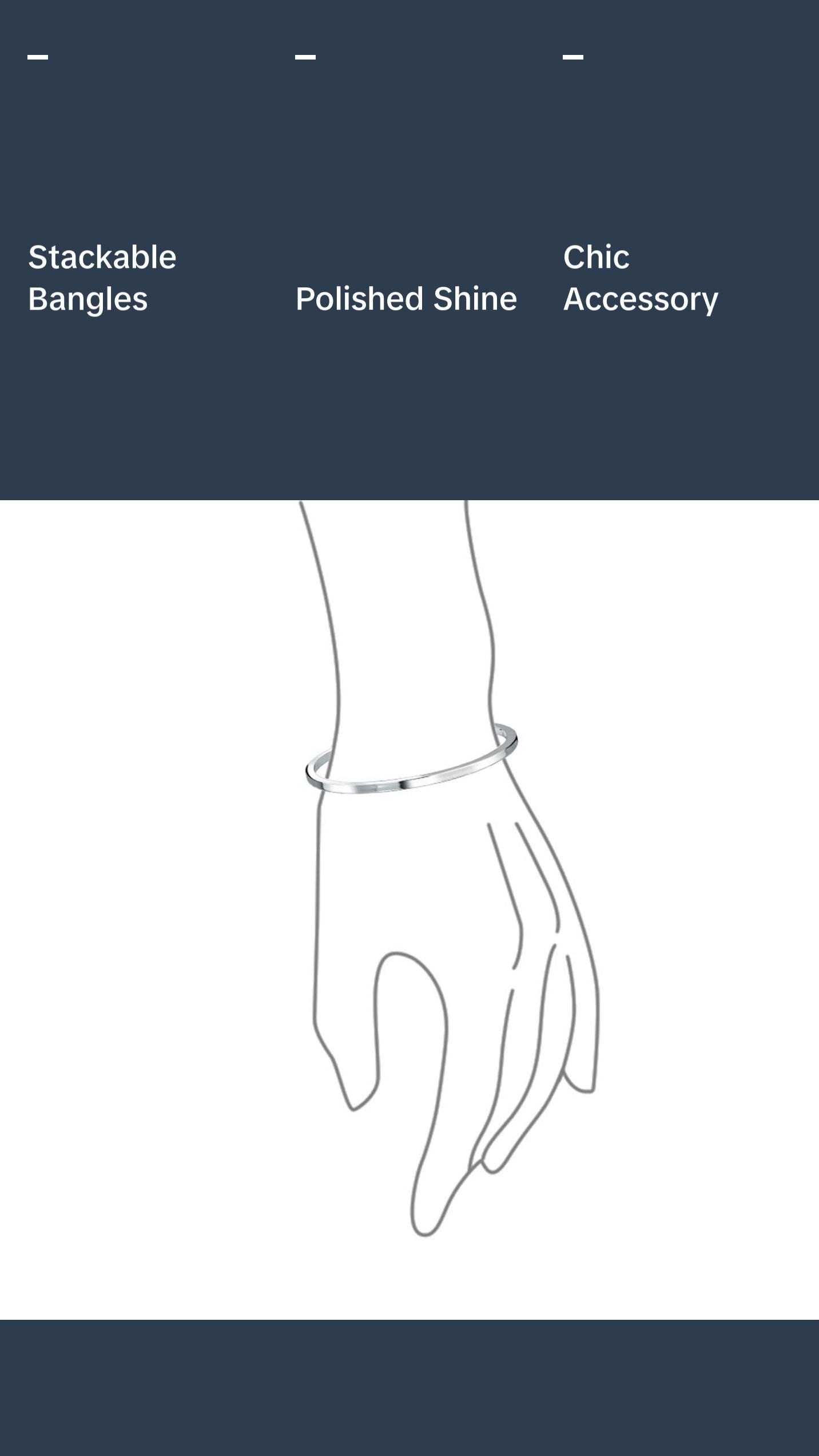 Strong Flat Square Stacking Smooth .925 Sterling Silver Bangle Bracelet