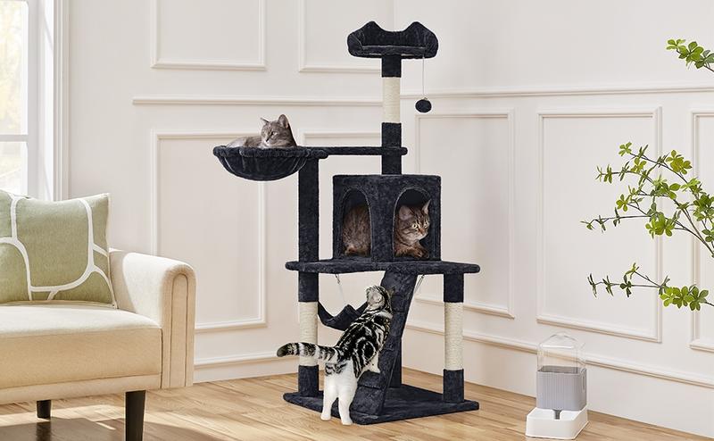 Yaheetech Cat Tree for Home, 54/34 Inch Multi-Level Cat Tower with Condo, Hammock, Tunnel & Scratching Post