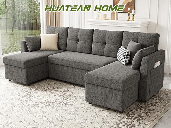 【2-3 Packages】 Oversized Sleeper Sofa Couch, 110 inch 2 in 1 Pullout Couch Bed with Double Storage Chaise, Sectional Sleeper Sofa Bed with Side Pocket for Living Room 【2-3 Packages】 Oversized Sleeper Sofa Couch, 110 inch 2 in 1 Pullout Couch Bed with Double Storage Chaise, Sectional Sleeper Sofa Bed with Side Pocket for Living Room