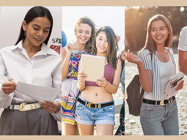 JASGOOD Women's Leather Belts for Jeans Dress Pants Black Brown Belts for Women Ladies Waist Belts with Gold Buckle JASGOOD Women's Leather Belts for Jeans Dress Pants Black Brown Belts for Women Ladies Waist Belts with Gold Buckle