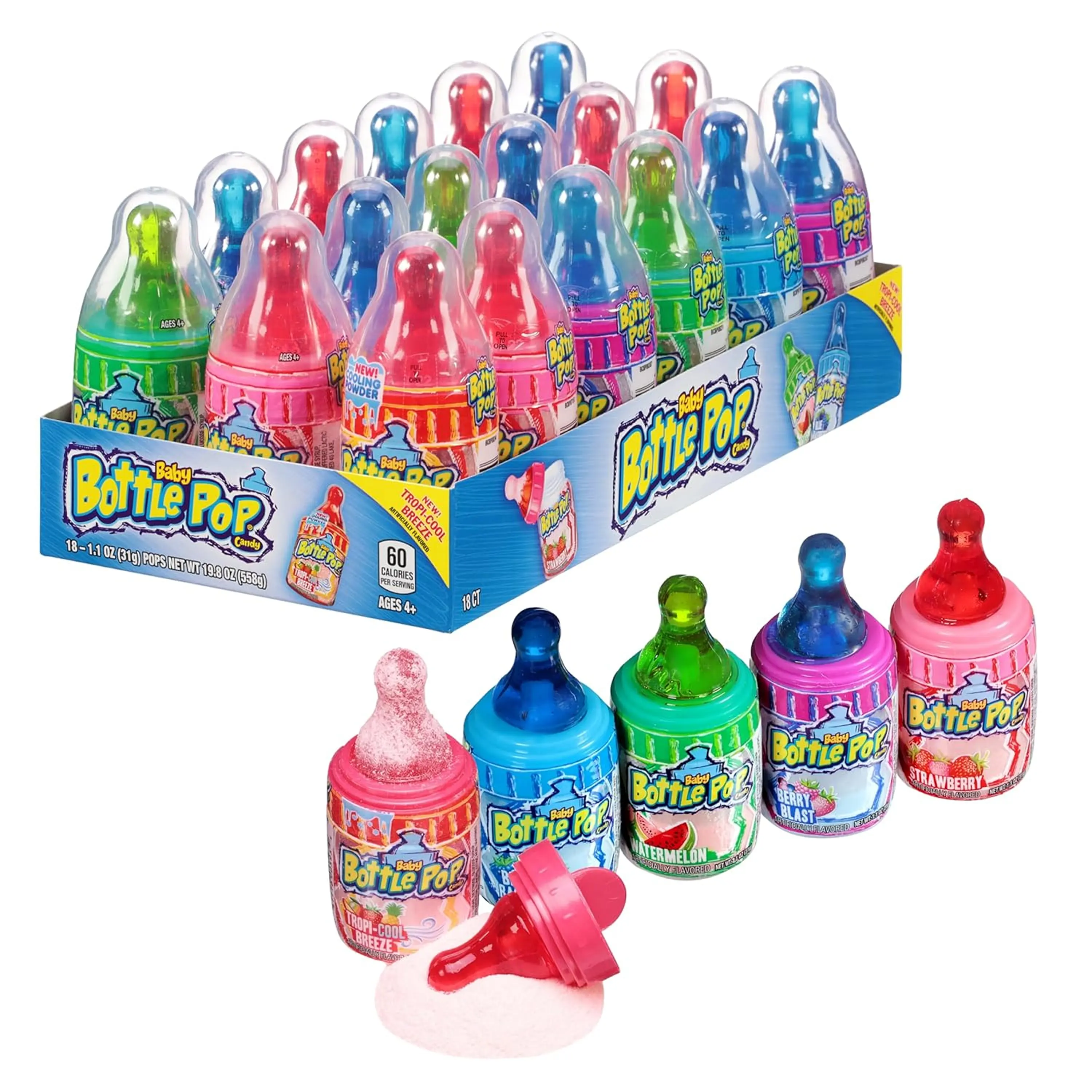 Baby Bottle Pop Sweet Fruity Candies Variety Pack - Watermelon, Strawberry Flavors, 18 Ct