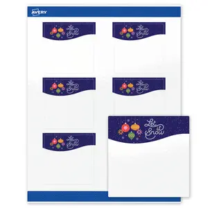 Avery Printable Square Labels, 3" x 3", Glossy White, Pre-printed Let It Snow Design, Sure Feed Technology, Laser & Inkjet Compatible, 120 Total, Great for Branding, Marketing, and Events