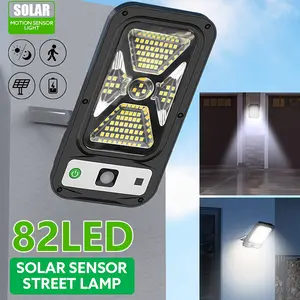 Solar Wall Lights Outdoor with Motion Sensor, 82 LED SolarPowered Waterproof Wall Lamp Automatic Light Control,Remote Control, 1200mAh Battery, 7-10 Hours Use, IP65Waterproof for Garden, Yard, Porch, and Pathway Lighting