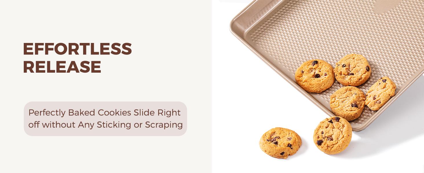 [BF&CM]HONGBAKE 7-Piece Diamond-Texture Bakeware Sets,Non-Stick Baking Sheet Pan Set,Cookie Sheets ,Roasting Pan,Cookware,Gold,Baker Kitchenware Steel