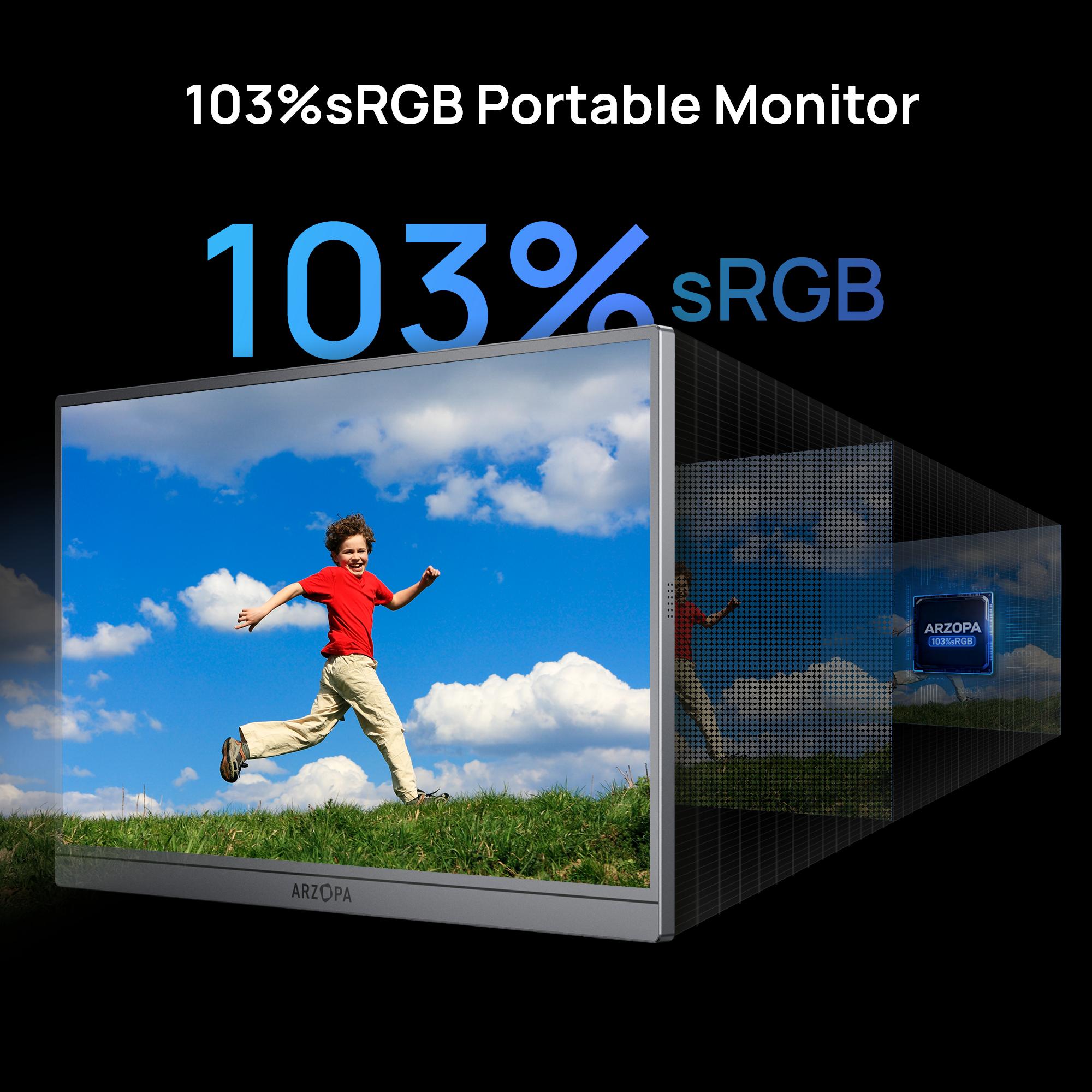 ARZOPA Portable Monitor 16.1"/17.3" FHD 1080P 60Hz/144Hz Laptop Screen Extender for PC Mac Xbox Switch PS5 iPhone IPS Display Computer Display HDR External Screen Game Workfromhome