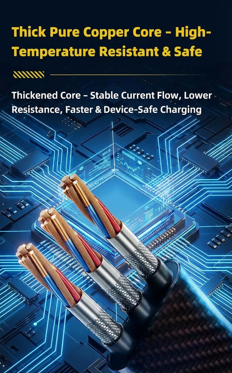 [ BUY 1 Get 1 Free ] 5ft Fast Charging super Cable 4 in 1 with USB A Type C Lightning for iPhone17&Samsung Laptops Charger Braided Data Cable Lengths for Gaming Office Car Travel Compatible