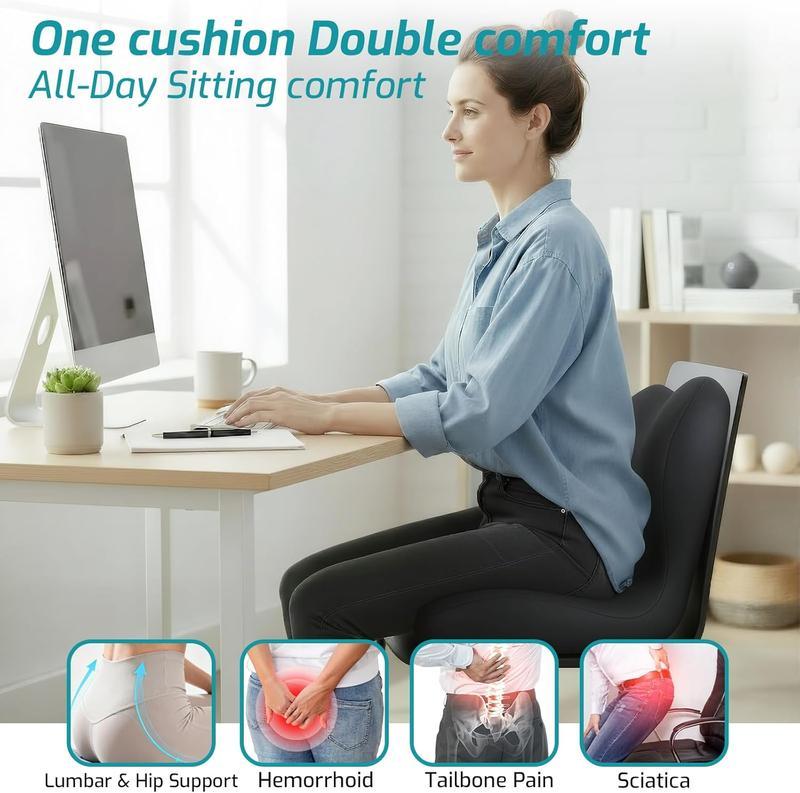 Non-Slip Memory Foam Seat Skin-Friendly Extended Zipper Easy Remove Wash BackSupport Cushion Comfy Chair Adjustable ChairBreathable Cloth Leg Pain Mesh