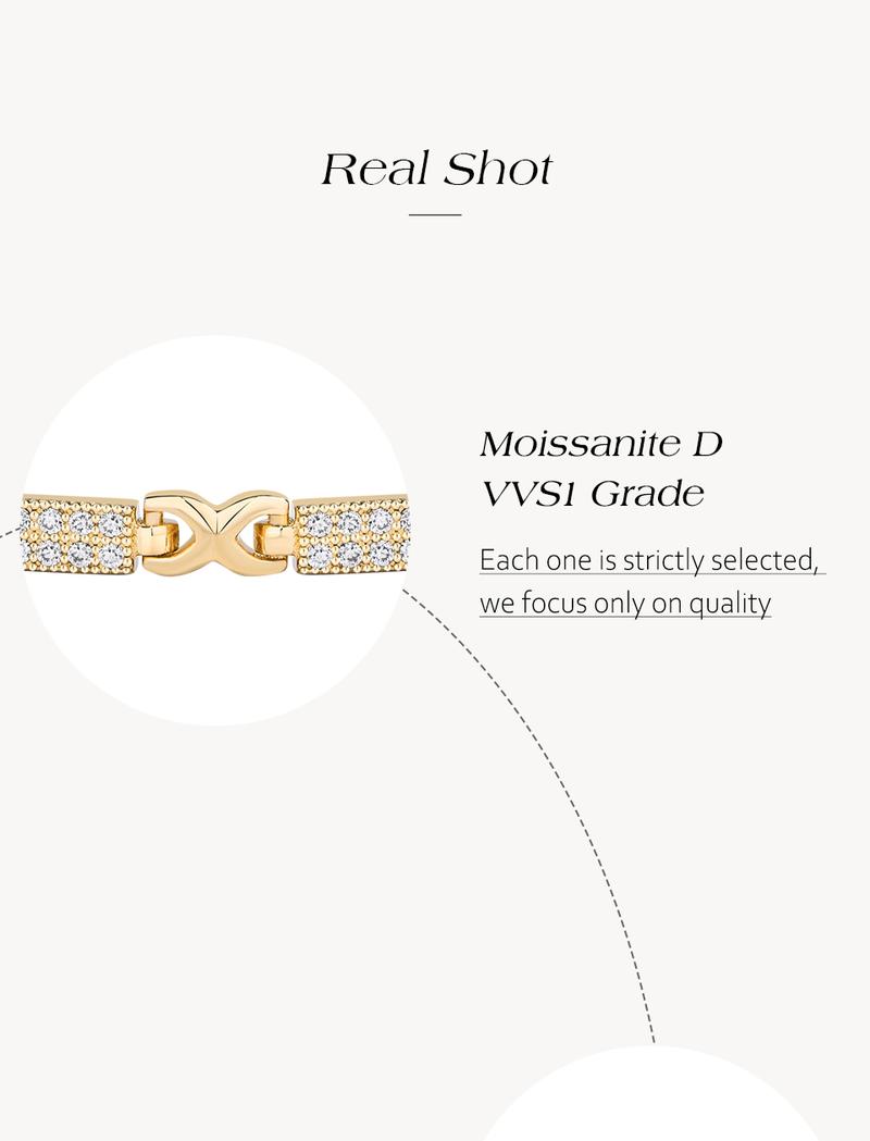 ATTAGEMS Luxury D VVS1 Color Lab-Created Moissanite Bracelet for Women Waterproof Original s925 Sterling Silver Sparkling Wedding Party Fine Jewelry B054
