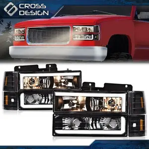 CROSSDESIGN LED DRL Headlight Bumper Lamp Fits 94-98 GMC C10 C/K C1500 C2500 C3500 Sierra