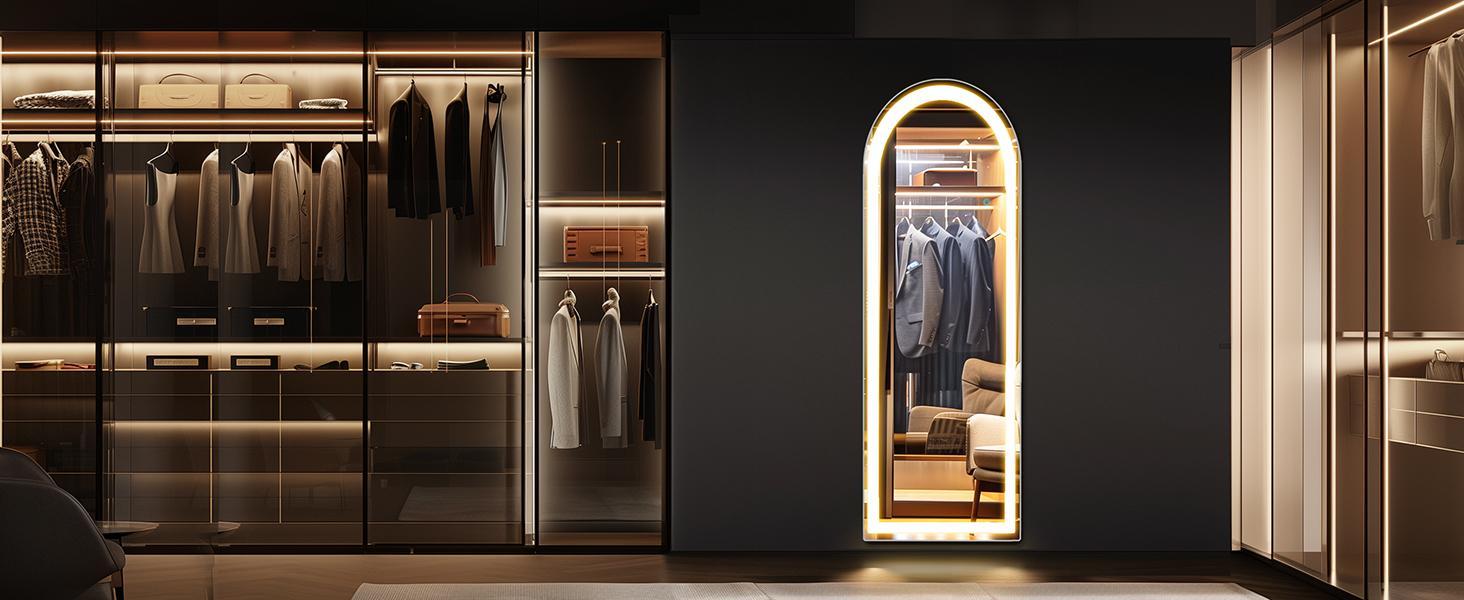 Luxury Mirror Full Length Standing Mirror with LED Lights,Dimming & 3 Color Lighting, Wall Full Length Aluminum Alloy Room Decor Luxury Mirror Full Length Standing Mirror with LED Lights,Dimming & 3 Color Lighting, Wall Full Length Aluminum Alloy Room Decor