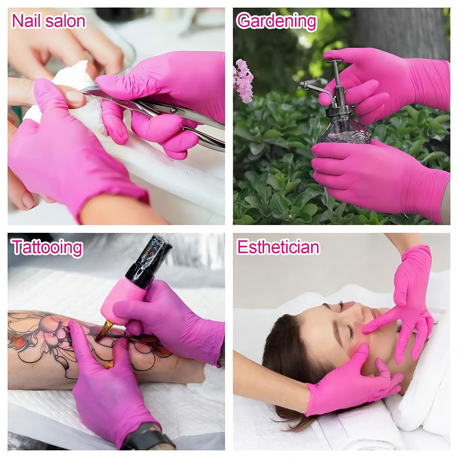 5/10Pair Durable Rose Red Nitrile Dishwashing Gloves,Non-Medical Grade, Latex-Free, Suitable for Permanent Makeup, Nail and Hair Services, Painting, Odor-Free Household Bathroom Cleaning Gloves, Multi Purpose Glove
