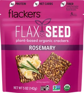 Rosemary Flackers Organic Flax Seed Crackers, 5oz / 6-Pack