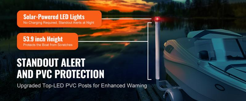 VEVOR Marine Trailer Guide Set,  62'' with LED Illumination, Pair of Steel Anti-Rust Guide Poles, Equipped with PVC Sleeves, Ideal for Ski, Fishing, or Sailboat Trailers 2024