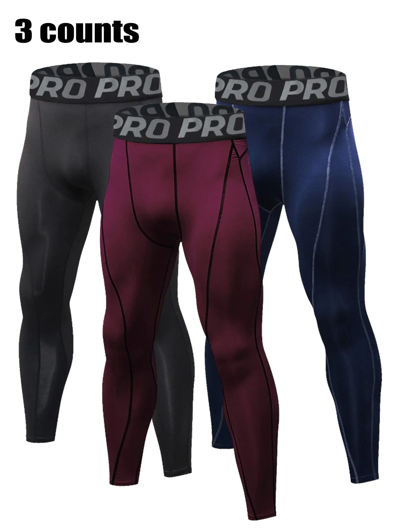 Men's Thermal Compression Leggings, Casual Plain Comfy Breathable High Stretch Moisture Wicking Elastic Waist Warm Knit Athletic Underwear Pants for Fall & Winter, Activewear, Sportswear, Tight Sports Pants