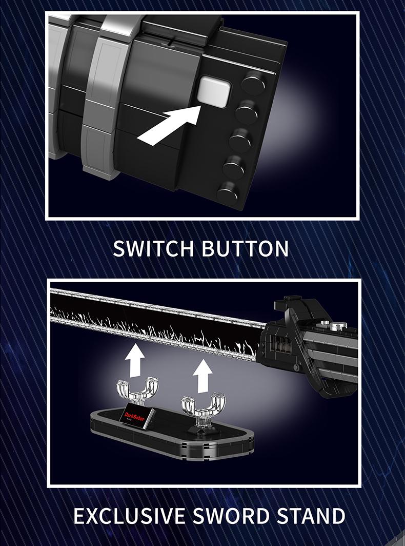 Mould King 10138 Lightsaber Darks Sword Glows Fluorescent Building Block Adult Kid Toy Cosplay Alloy Creative Idea STEM Educational Toy