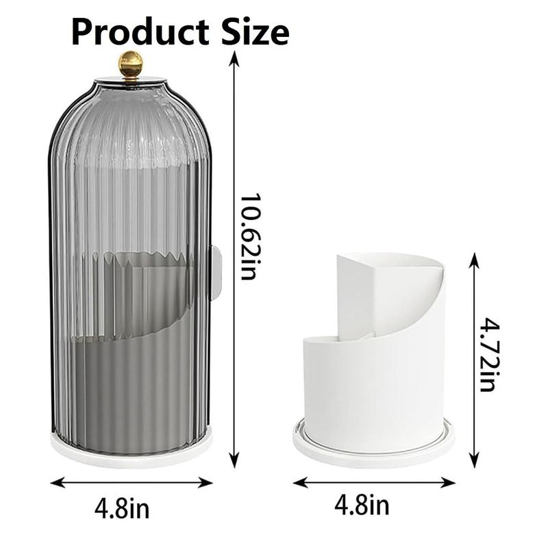 TikTok Viral Bathroom Organizer with Sliding Lid Christmas Gift Idea,Rotating Toothbrush Holder with Sliding Lid 3 Slots,Bathroom Counter Organizer for Makeup Brushes and Toothbrush,No-Drill Bathroom Storage,Water-Resistant Organizer,Home Must-Haves,White