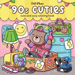 90s Cuties Vintage-Style Coloring Book, made with high-quality coloring paper, filled with nostalgic and cute details. It is perfect for stress relief, creative activities, leisure, and art creation, and also makes a great Valentine's or Easter gift.