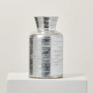 Brushed Silver Mercury Glass Vessel Decorative Flower Vase