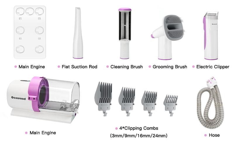 【Geoorood】 Geoorood Dog Grooming All-in-One Kit with Vacuum Brush 2.5L Large Pog, Stainless Steel Blades Lightweight Design 13KPa Suction Force Portable Cleaning Set #February Stock Up