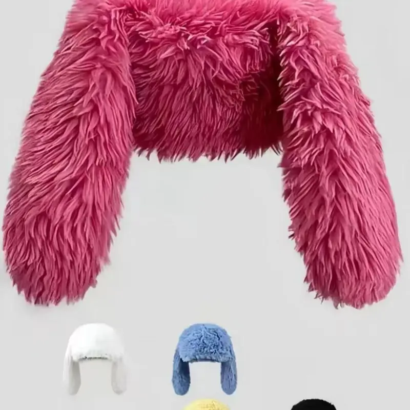 Cute Long Bunny Ear Plush Hat, Funny Costume Accessories, Fashion Streetwear Photo Shooting, Sending Small gifts To Family Members, Unisex Warm Winter Cap Party Events Props Party Decoration Suppliesops Party Decoration Supplies