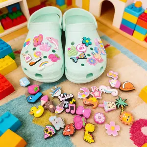 Random 32-50-100Pcs Pink Series DIY Accessories, Suitable for Shoes, Keychains, Sandals, Beach Bags. PVC Shoe Decorations for Wooden-Soled Shoes. Premium Trendy Decorative Accessories. Perfect Gifts for Christmas, Birthdays, and Parties Elegant