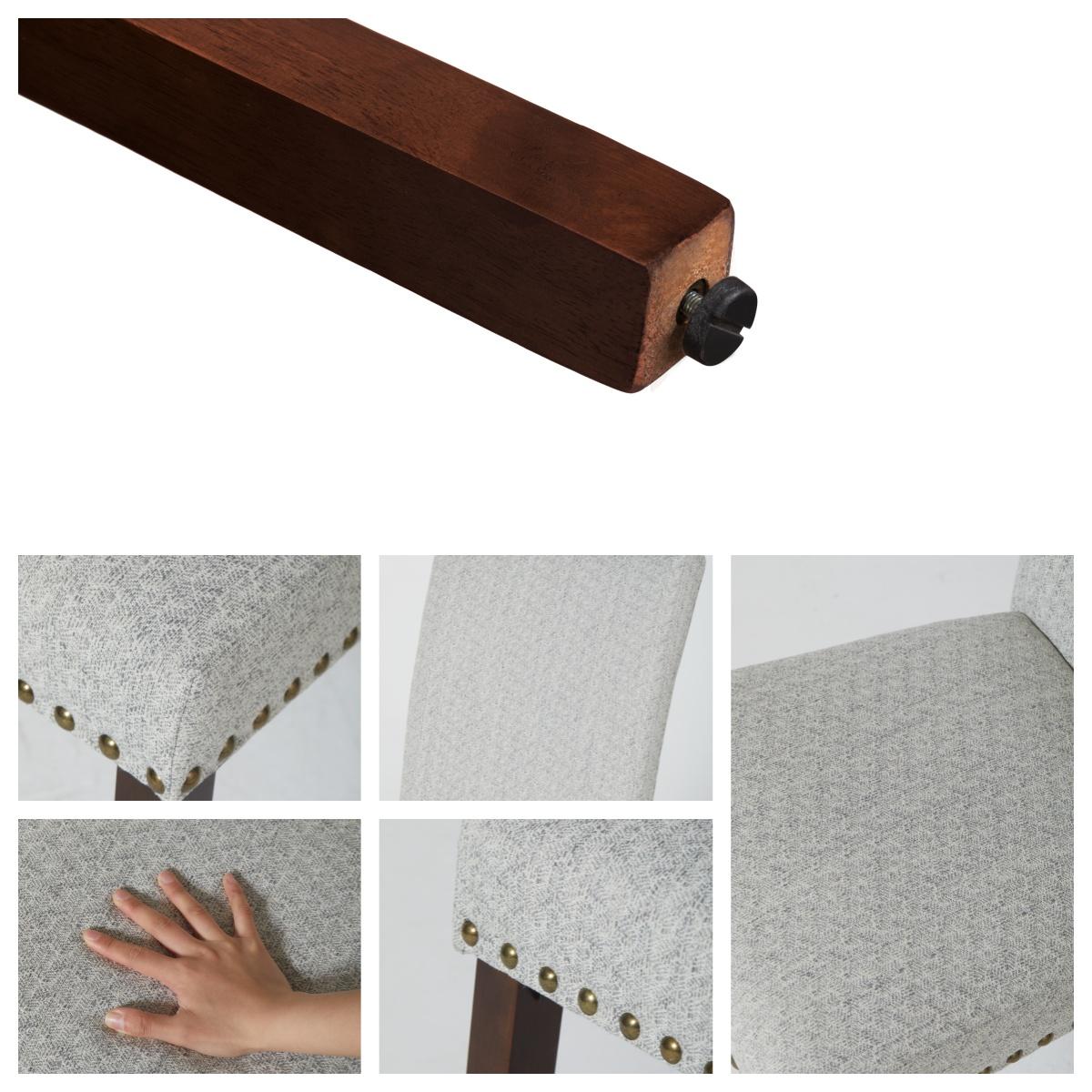 COLAMY Upholstered Parsons Dining Chairs Set of 2, Fabric Dining Room Kitchen Side Chair with Nailhead Trim and Wood Legs