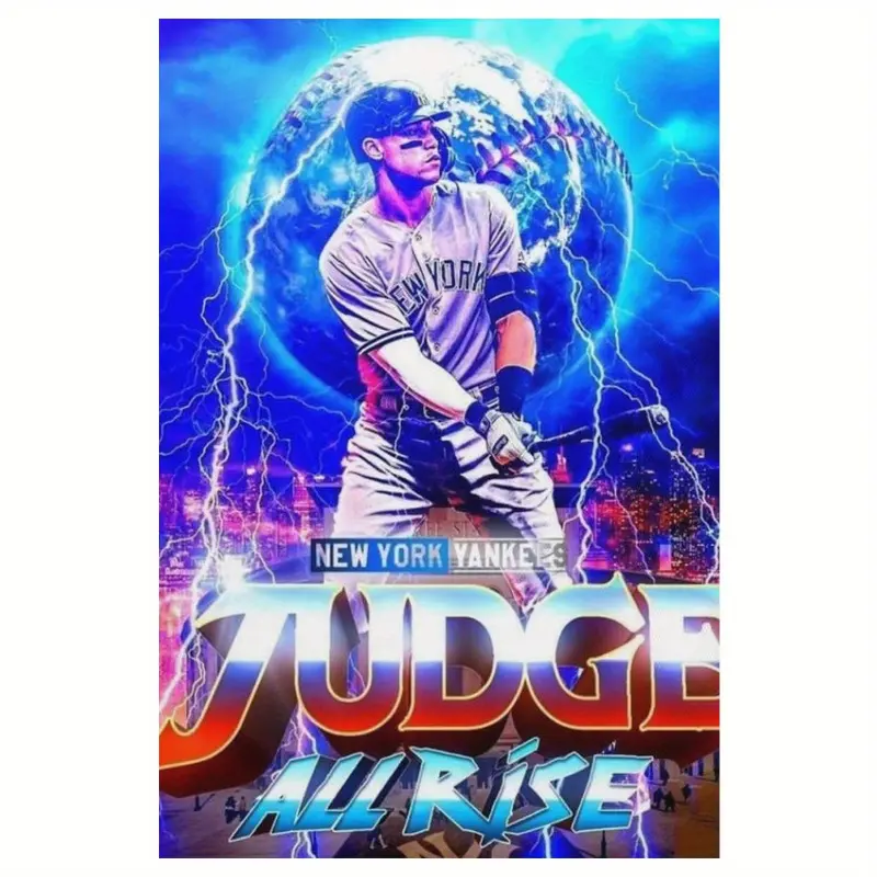 1 Piece, Wooden Frame Aaron Judge Baseball Poster Canvas Wall Art, Suitable for Boys' Bedroom Decoration, Great Gift for Baseball Fans, 2D Graphic Design, Perfect Room Decoration