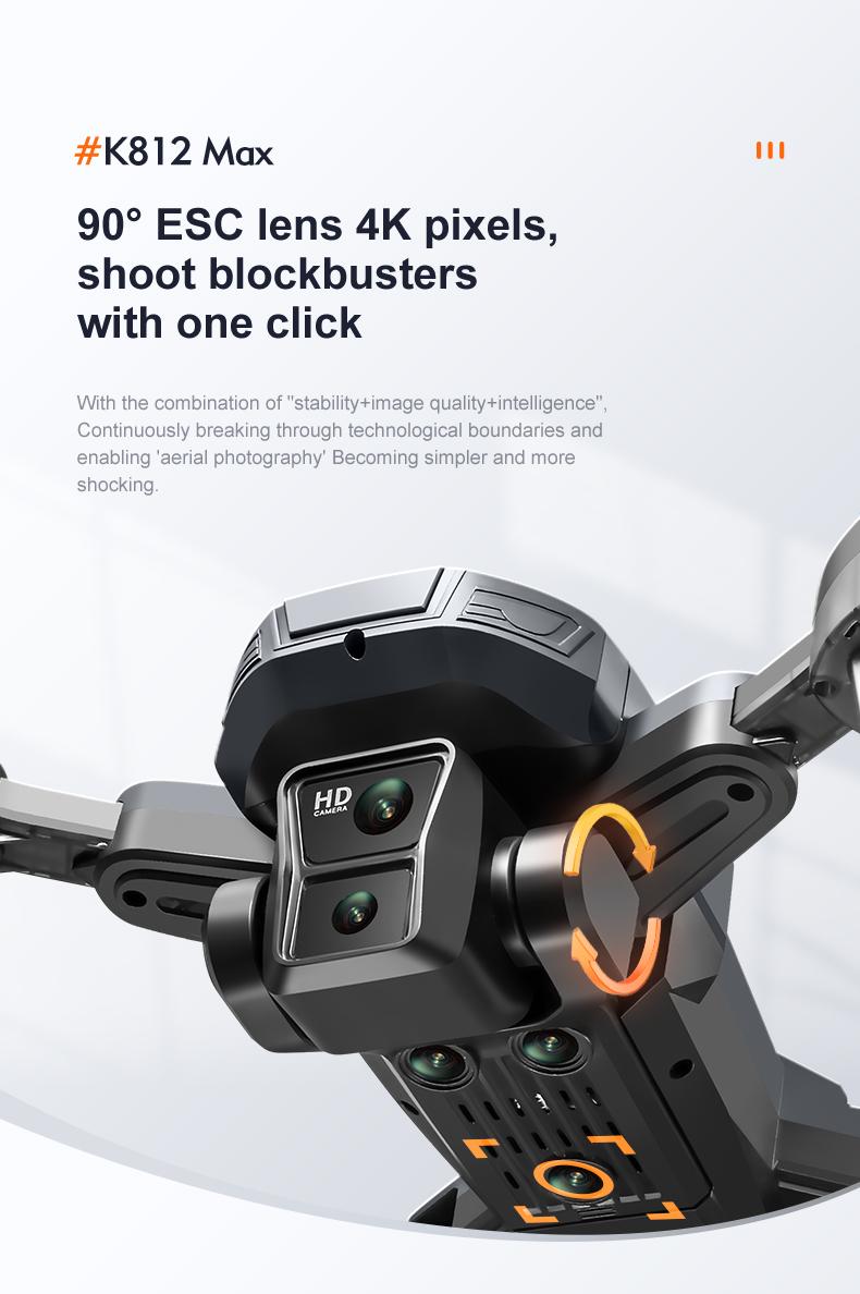 CJC K812 MAX Drone with GPS Intelligent Return-to-Home Function Brushless Motors Dual Cameras Obstacle Avoidance Dual Batteries Remote Control with Screen Wi-Fi/5G Transmission for Adults and Beginners stable hover